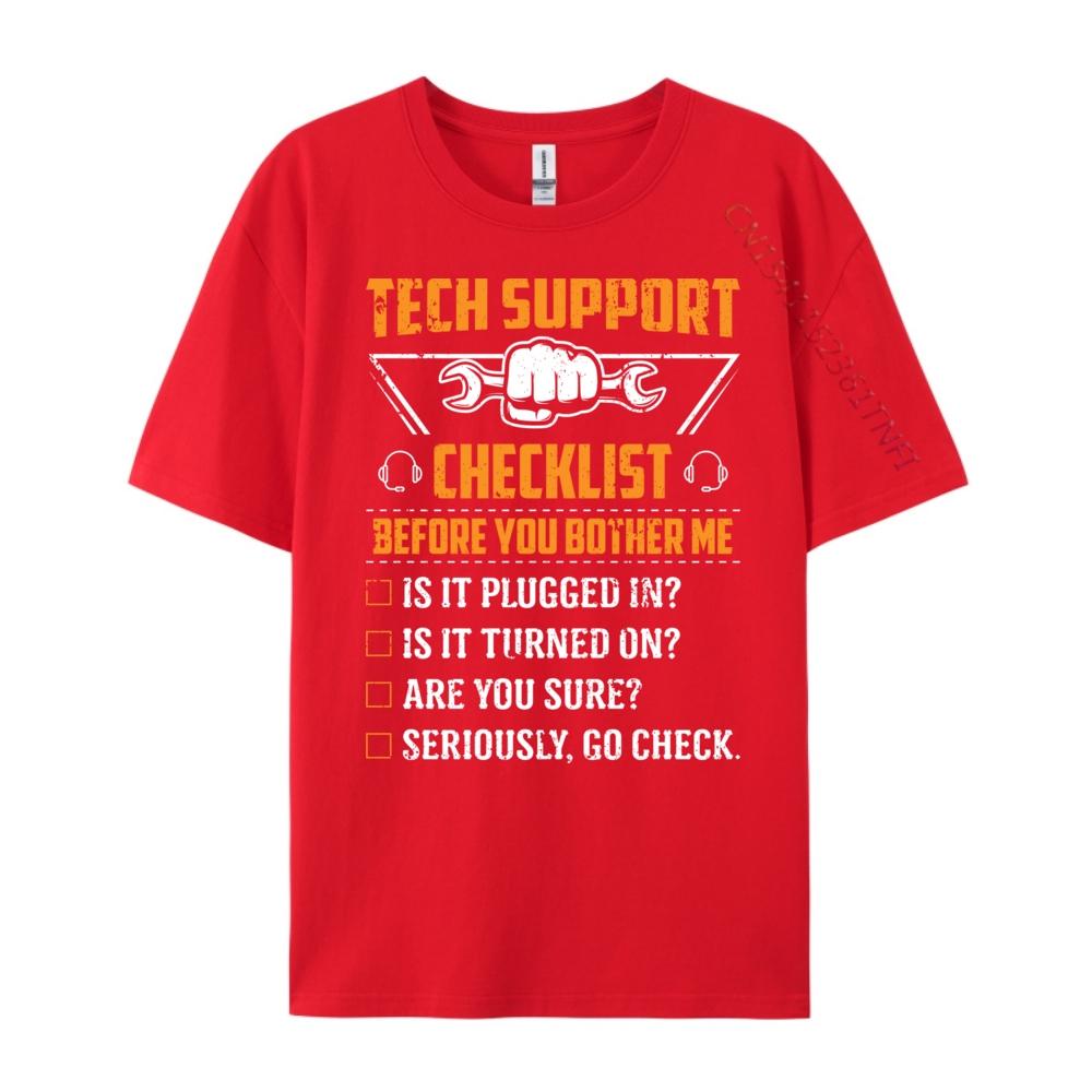Funny Tech Support Checklist It Computer Support Mens Shirts Graphic Tee Mens Shirts Big Size Illustration S