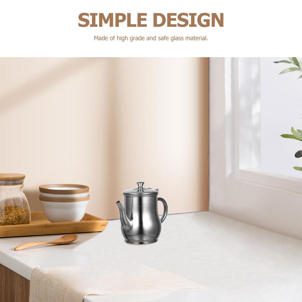 Stainless Steel Oil Pot Sauce Container Can Fine Mesh with Filter Holder for Restaurant Bottle Dispenser Handle