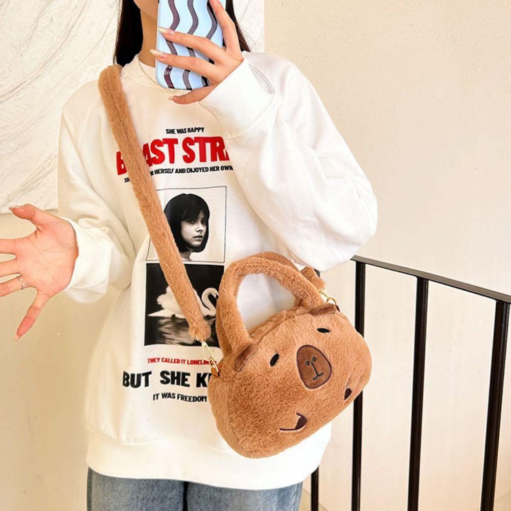 Plush Capybara Capybara Plush Backpack Big Capacity Cartoon Shoulder Bag  Kids Birthday Gift