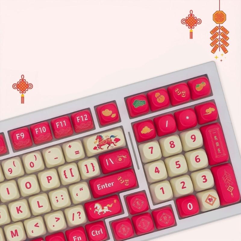 Good luck in the Year of the Horses Keycaps PBT Dye Sublimations MOA Profile Keycap for 61/64/75/87/98/104 Mechanical Keyboards