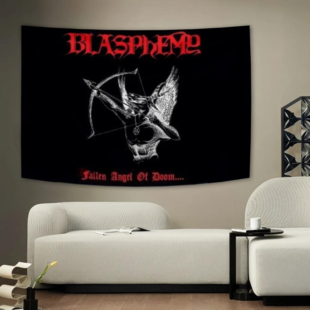 Blasphemy Dark Metal Style Tapestry Home Decoration Gothic Goat Demon Wall Hanging Bedroom Living Room Heavy Metal Dark Art