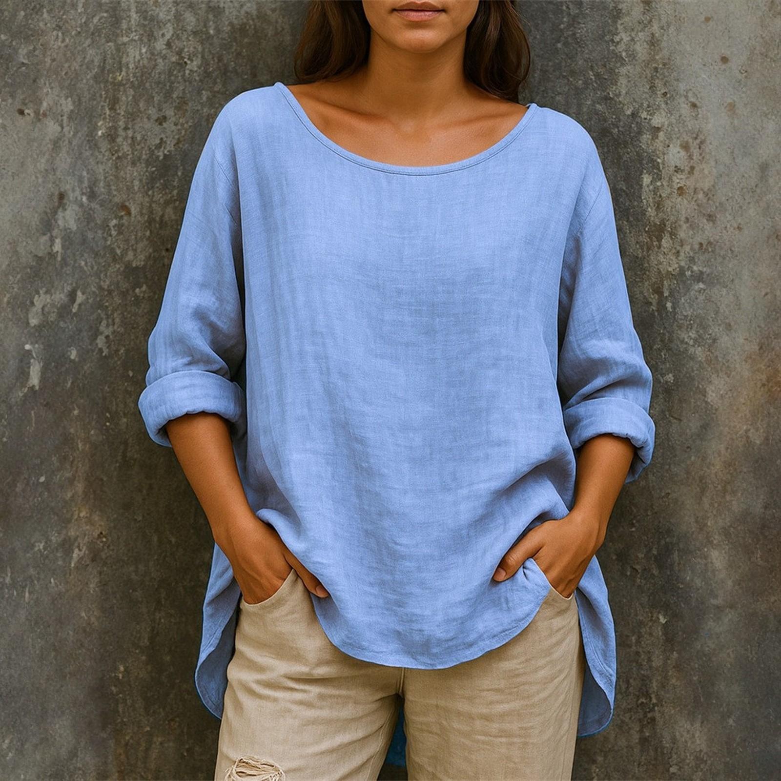 

Женский модный пуловер с круглым вырезом и длинными рукавами, однотонный, повседневный топ M