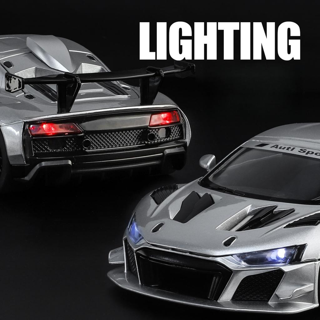 1:24 R8 LMS GT2 Racing Car Alloy Car Model Diecast Metal Toy Car Model Sound and Light Collection Kids Gift
