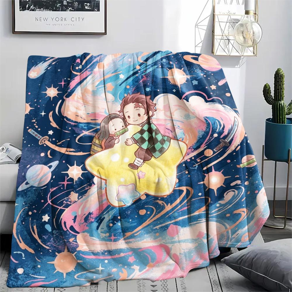 Demon Slayer Tanjiro Print Flannel Blanket, Ultra Soft High Quality All Seasons Warm Throw, Home Decor Cozy Blanket, Perfect Christmas Gift