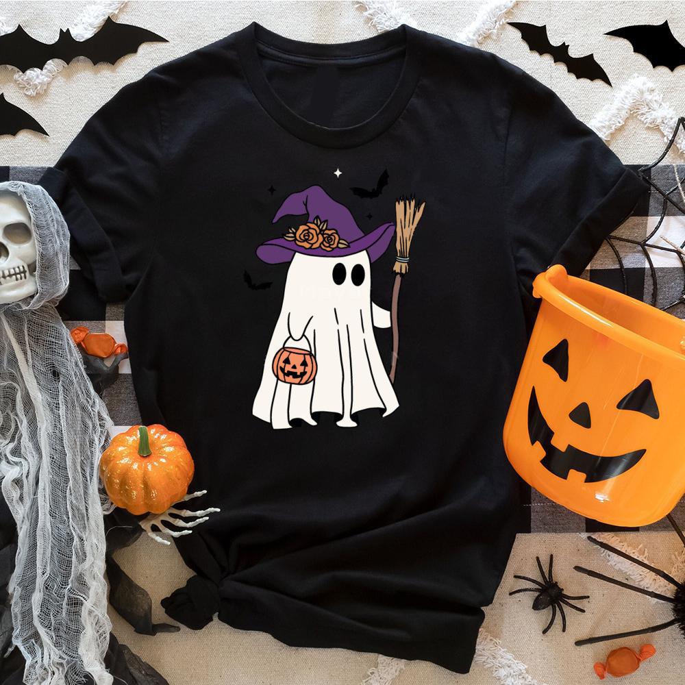 Halloween Unisexs Shirt Cute Halloween Ghost Shirt Halloween Party ShirtUnisex Summer Round Neck Tee Shirt Femme TShirts