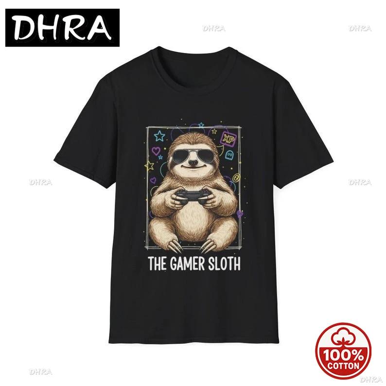 The Gamer Sloth TShirt Cute Lazy Gamer Cartoon Gaming Tee Classic Cool Bold Tees Short Sleeve Printed Cotton Tops Unisex TShirt S
