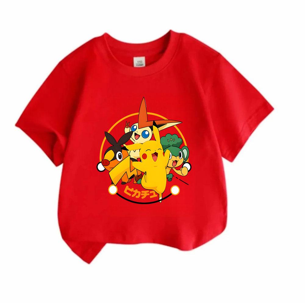 Kids Boys Girls 100% Cotton Crew Neck Short Sleeve T-Shirt Cute Cartoon Anime Monster Print Casual Breathable Tee Shirt for Daily Playwear Summer Top