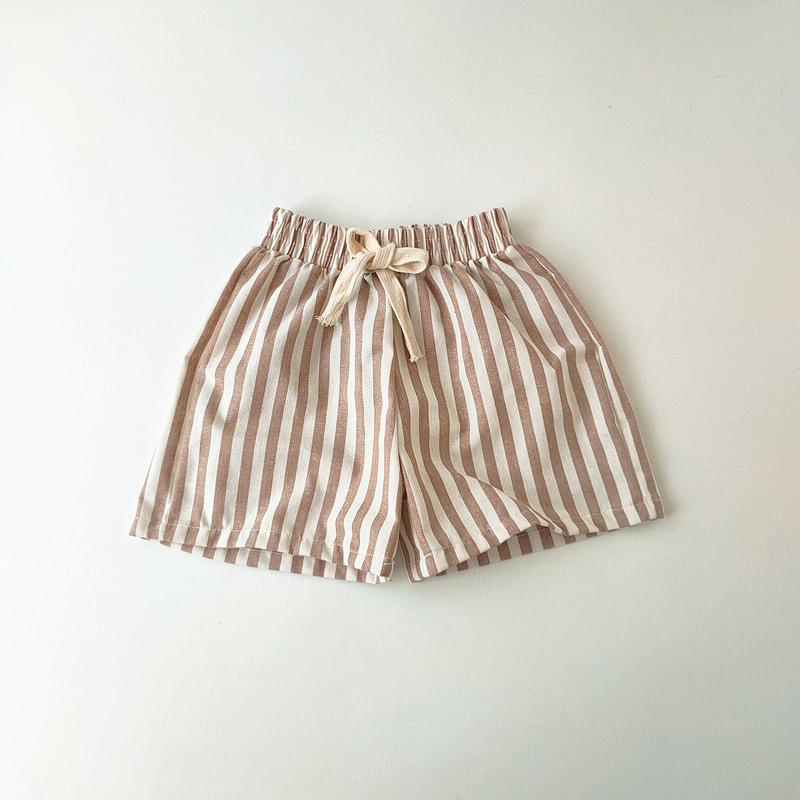 Korean Style Summer Cotton Stripe Shorts for Unisex Babies & Toddlers