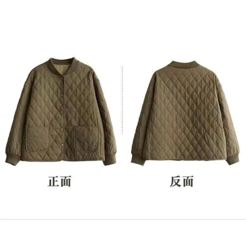 Women Retro Japanese Plaid Cotton Padded Casual Winter Coat