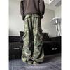 American retro men's and women's tooling camouflage pants hip-hop street big pockets washed ripped casual versatile pants