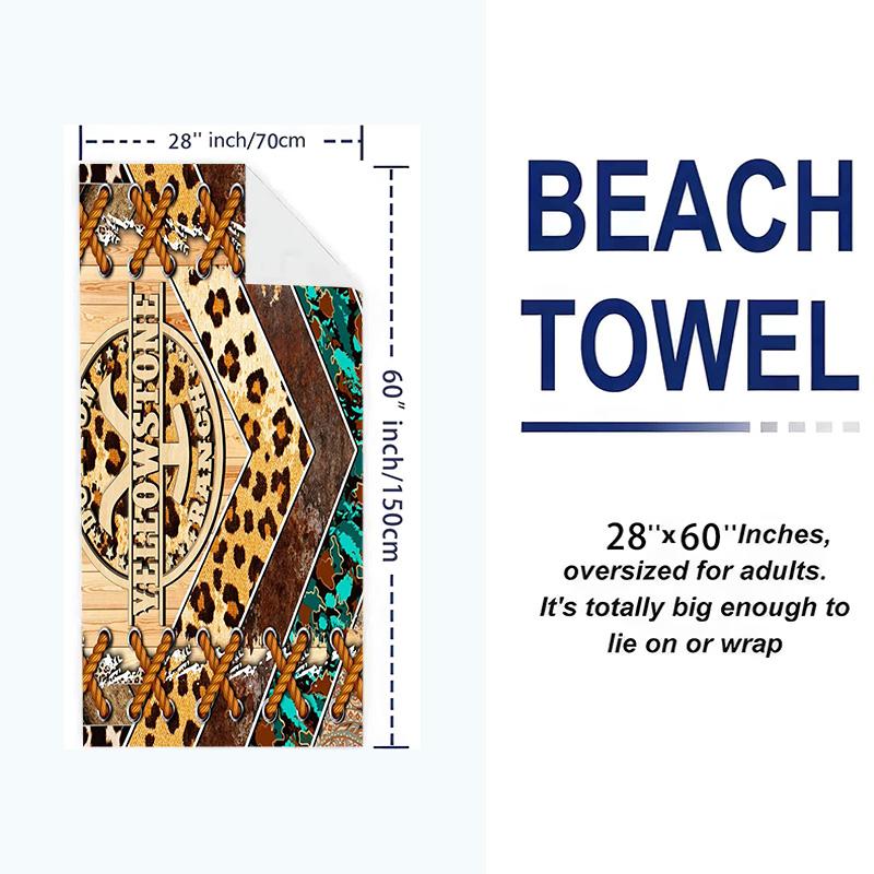 Western Series Yellowstone Print Beach Towel, Large Soft Quick Dry Towel for Beach Camping Swimming