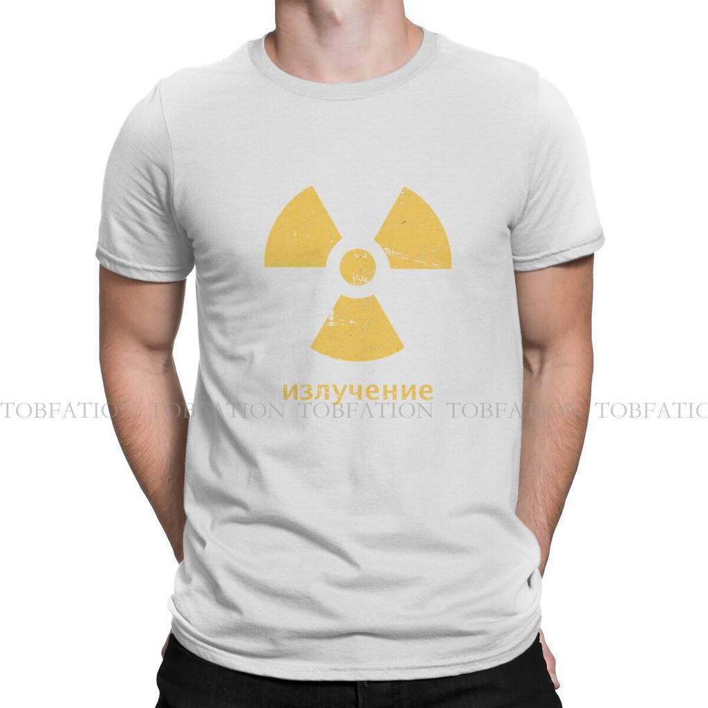 Radiation Symbol Men TShirt Russian USSR CCCP Crewneck Tops 100 Cotton T Shirt Humor High Quality Birthday Gifts