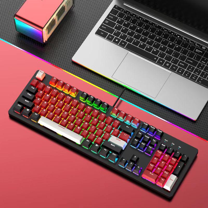 104-Key Wired Gaming Mechanical Keyboard, Blue/Black/Tea/Red/Silent Switches, Mahjong Sound, Hot-Swappable, Customizable