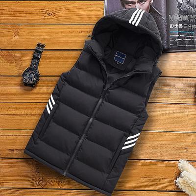 Automne et hiver hommes épais chaud couleur unie gilet décontracté gilet à capuche hommes coton gilet