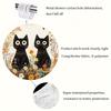 1 Charming Cat Floral Shower Curtain - Polyester, Machine Washable, With Hooks, Vibrant Black Cat And Colorful Flowers Pattern