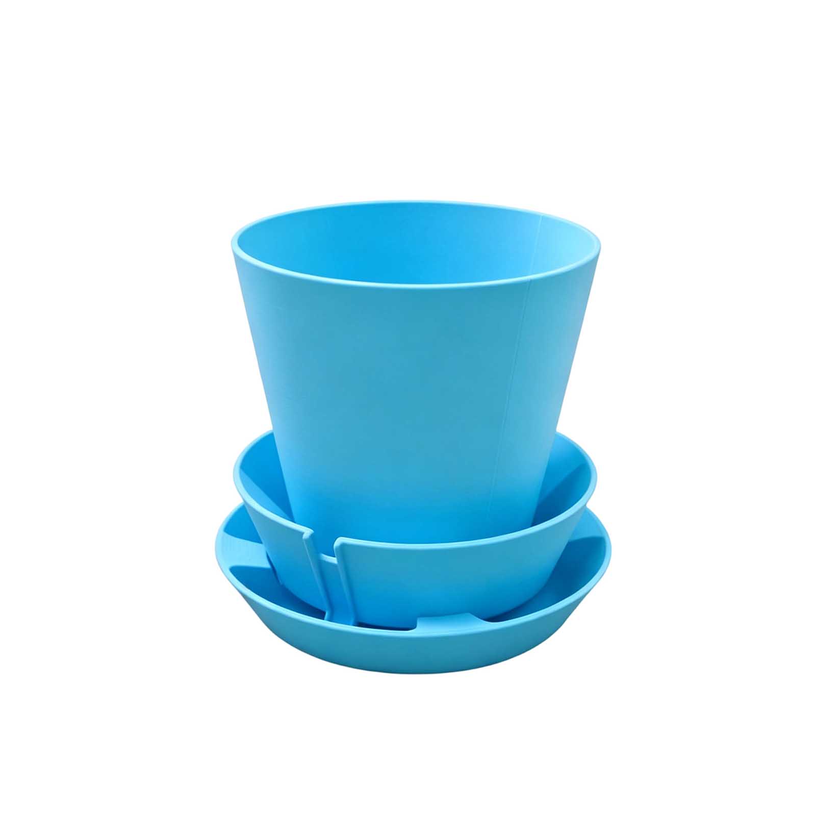 

Self-Watering Plastic Plant Pot With Double Layer Tray, Colorful Flower Pot For Succulents & Indoor Plants One Size синий