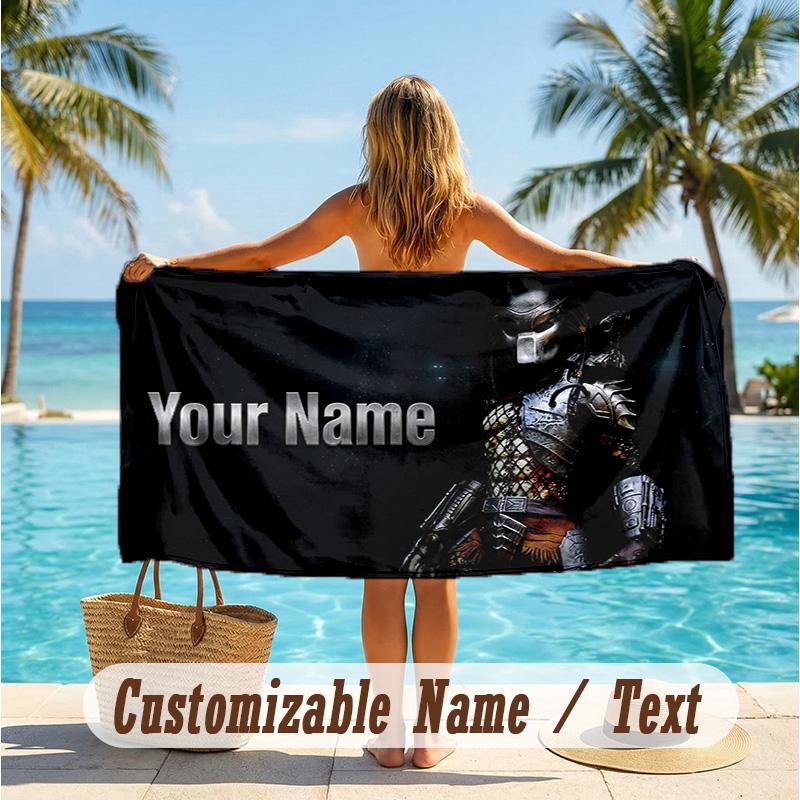 Custom Text Beach Towel, Soft Absorbent Swimming Multi-use TowelPredator