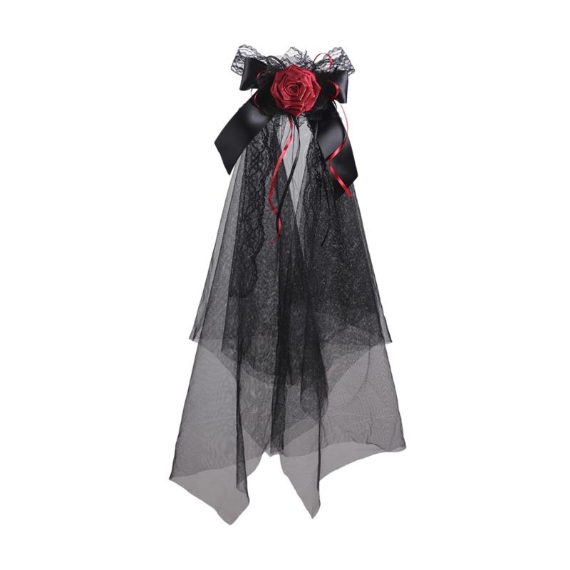 Elegant Black Bows Veil Headpiece For Halloween Parties Costume Accessories Cosplays Headbands Fashion Hair Clip