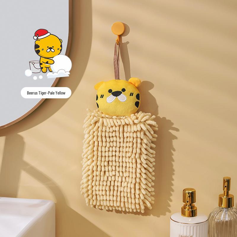 Beerus Cartoon Chenille Hand Towel - Cute Hanging Animal Wipe for Kids & Kitchen