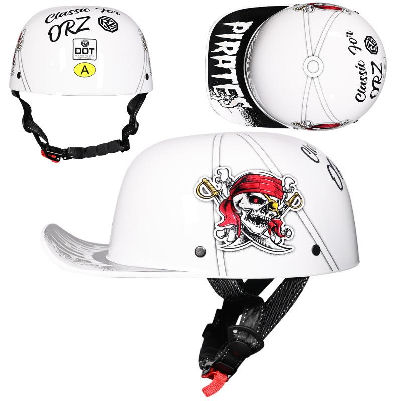 Vintage gangster personality baseball cap men and women painted helmet scoop helmet cap helmet electric car half helmet riding