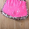 Girls Summer Two-piece Outfit Rainbow Snowflake Leopard Print Spliced Top and Shorts Casual Set