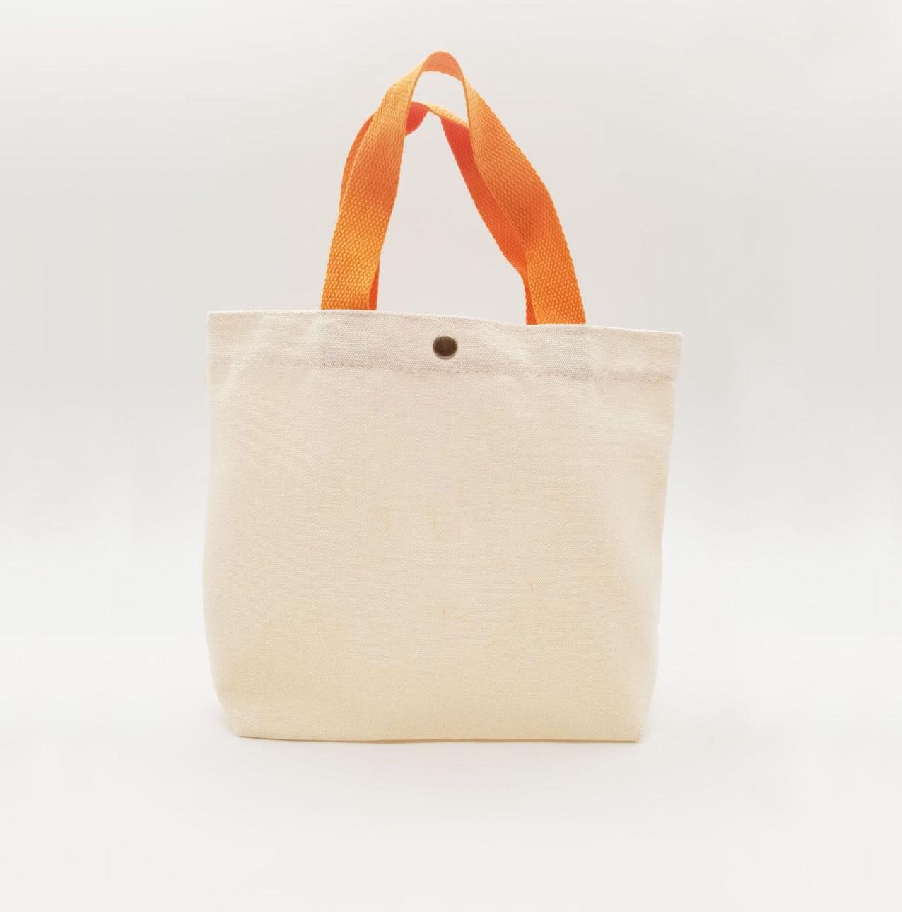 

Small Solid Color Canvas Tote Bag with Snap Button – Cute Cartoon Design for DIY
