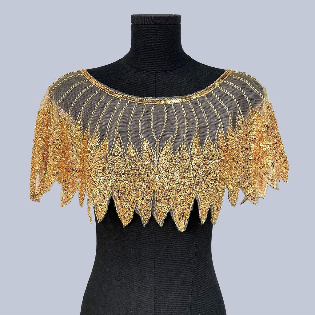 Sophisticated Black Sequins Cape Collar Elegant Party Neckwear Luxurious Bridal for Fashion Females