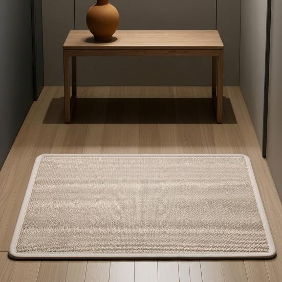 Entrance Door Mat, Absorbent Bathroom Mat, Linen Floor Rug, Anti-Slip Washable Door Mat for Home Kitchen Entryway