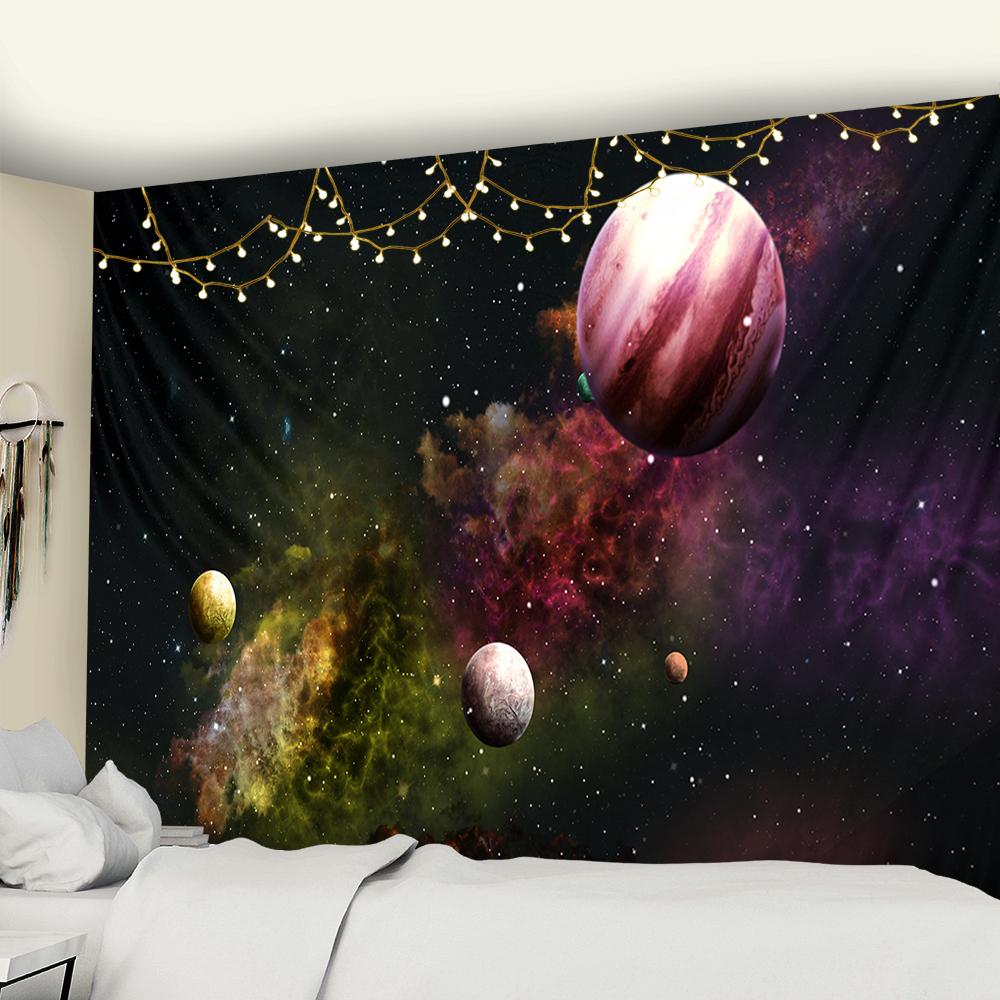 Solar System Planets Pattern Home Decor Wall Tapestry Blanket Galaxy Wall Tapestry for Bedroom Decor