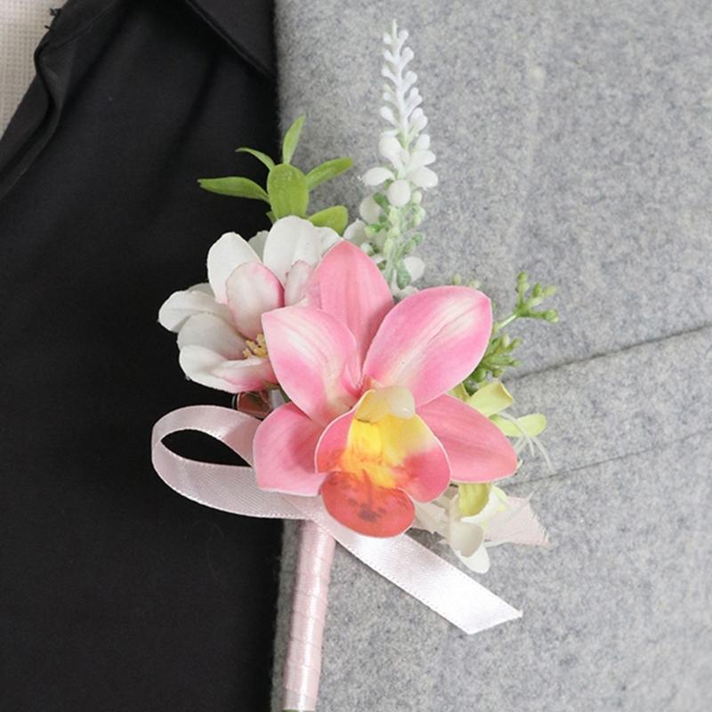 Artificial Silk Flower With Pin Clip Realistic Flower Decoration Set For Elegant Wedding Corsage And Wrist Flower