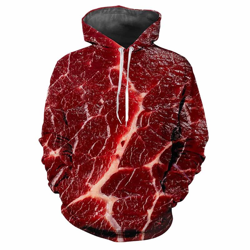 Mňam jídlo Popcorn 3D tištěné Pánské mikiny Žena Kreativní Osobnost Hranolky Grafická mikina Dětská Vtipná Ležérní Volná Top