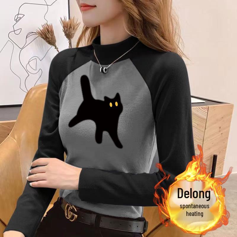 

Chic Color Block Velvet Raglan Slim Fit Long Sleeve Women s T-Shirt with Stand-Up Collar M [Recommended 45-53 kg]