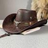 Cracked Bull Head Hat Retro Men's And Women's Outdoor Travel Concave Top Cowboy Knight Hat