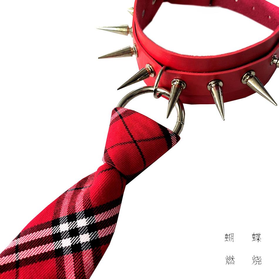 

Fashion Individuality Men s and Women s Necktie Original Handmade Punk Rivet Ties червоний