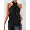 Hot Style Sexy Simple Sequined Halter Neck Strap Hot Girl Inner Wear Tops and Vests for Women