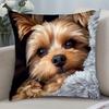 Yorkshire Terrier Aufdruck Polyester Kissenbezug Quadratische Kissenhülle Dekorative Kissenhülle Heimdekoration Antik-Stil