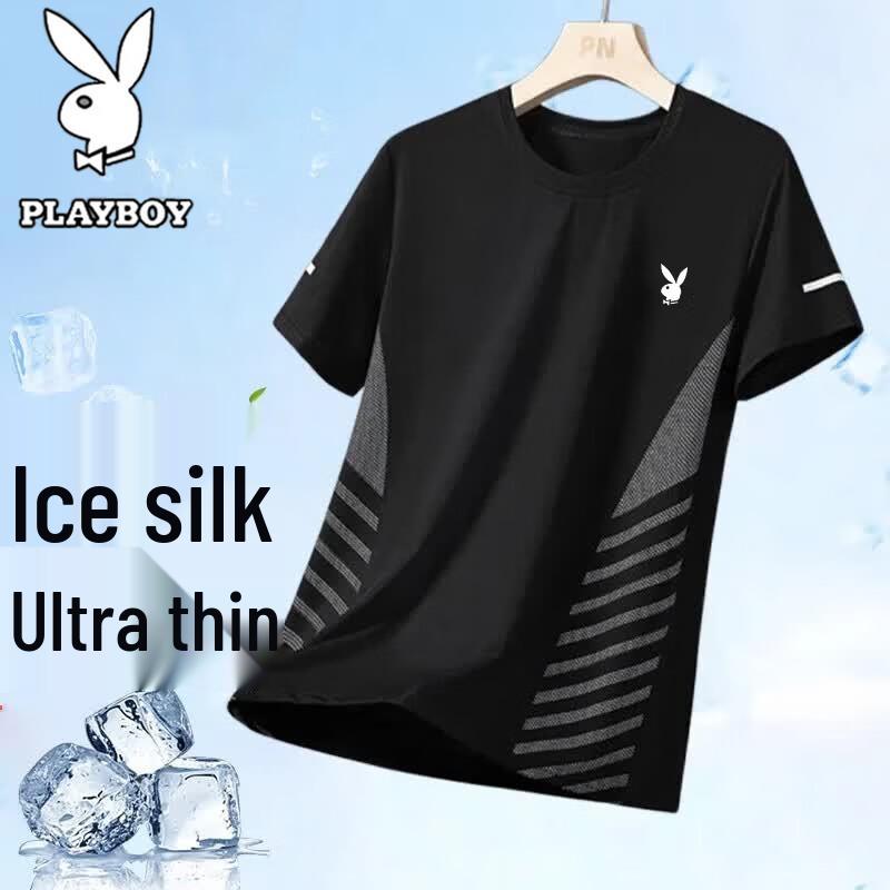 PLAYBOY Men s Ice Silk Short Sleeve T-Shirt L