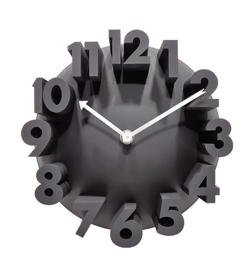 Living Room Art Decor 3D Highlight Number Wall Clock Black Modern Design Mute Hanging Clocks Living Room Home Decoration 24cm