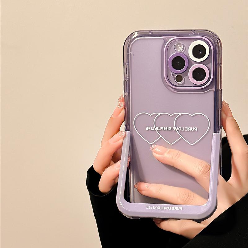 Ins fioletowe serce miłosne niewidoczny futerał z uchwytem do Iphone 14 13 11 12 Pro Max 14 Plus odporna na wstrząsy obudowa z uchwytem na stojak
