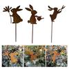 Animal Rabbit Decors Iron Decorative Rabbit Stakes Creative Animal Statues Stake