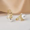Design Fairy Flower Pearl Hoop Earrings - Light Luxury Sweet Elegant Zircon Ear Buckles for Women Jewelry