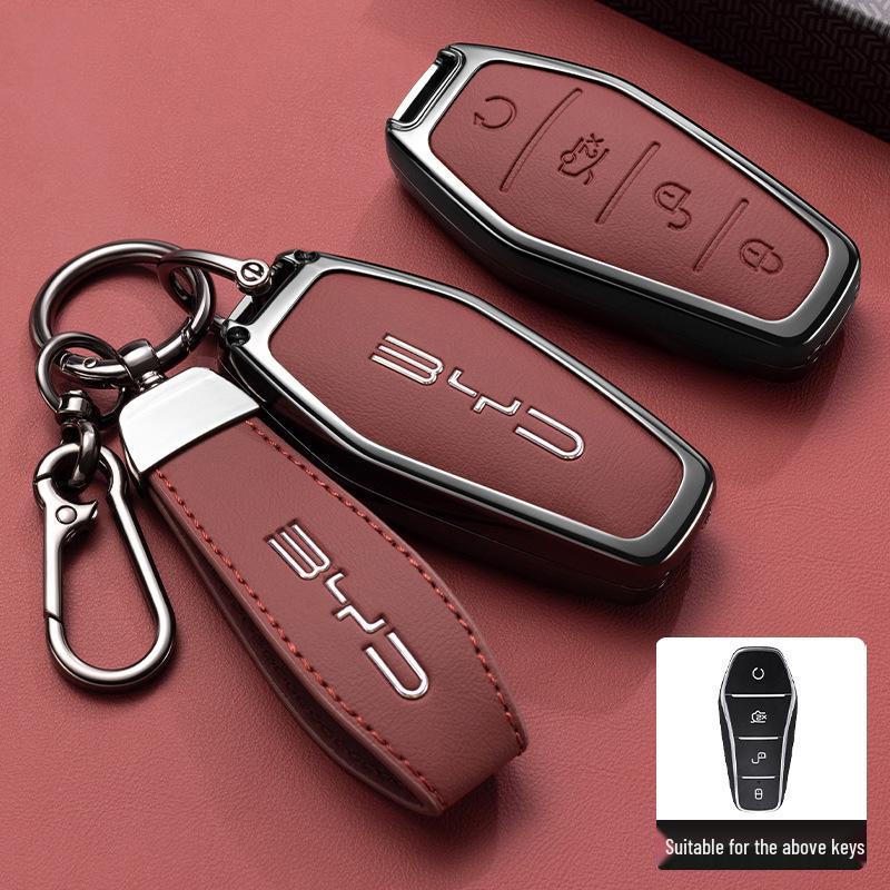 Premium Car Key Bag with Buckle for BYD Han, Qin Plus, Song Pro, Tang, Dolphin, and E9