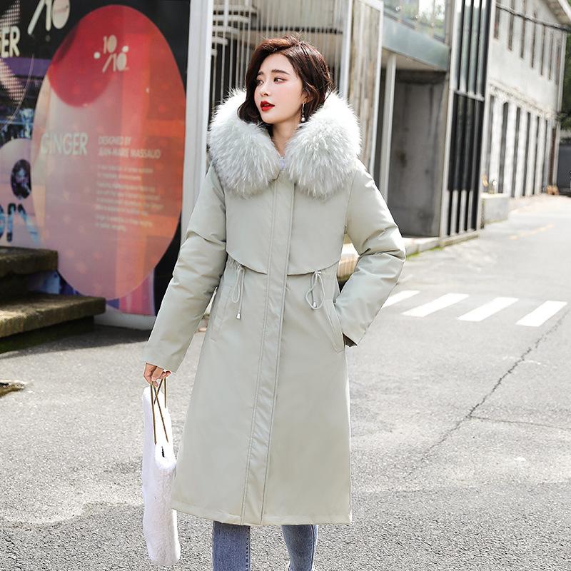 Women's Parker Casual Medium and Long Two Wear Cotton Clothes Winter Slim and Skinny Warm Cotton Jacket Women