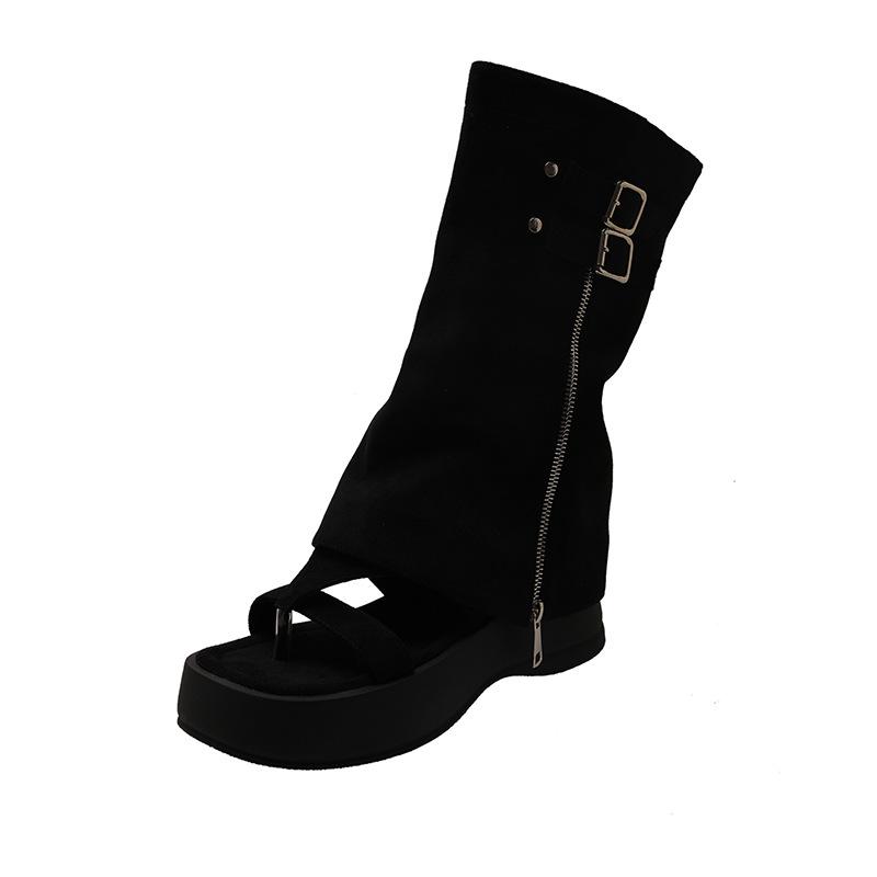Two wear toe cool boots female summer spice boots heightened platform pants boots pinch sandals summer high boots