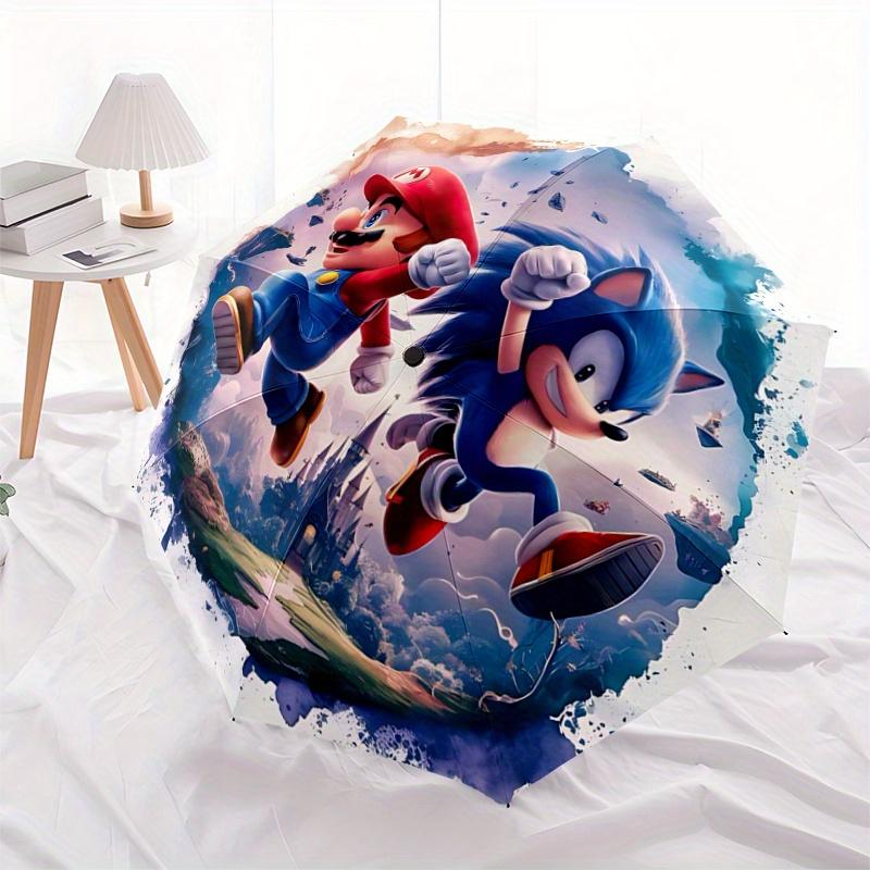 

1pc Sonic & Mario Automatic Opening and Closing Umbrella, Lightweight 3-Fold, With Cute Cartoon Characters, Suitable for Home, Outdoor and Daily Use,
