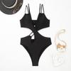 2025 Europäischer & Amerikanischer Schlankheits-Hollow-Out Einfarbig Einteiliger Bikini Badeanzug