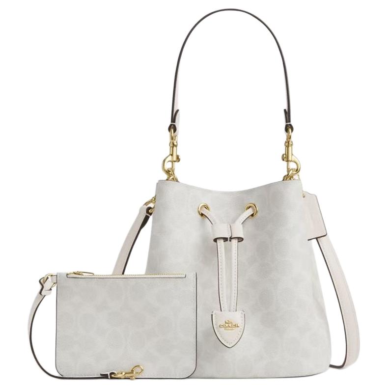 Coach Rowan 21 Logo Faux Leather Handbag Small Women Handbags Gray CBH07-IMXU5