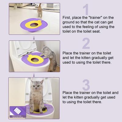 Weight-supporting Cat Toilet Seat Cat Toilet Seat Trainer Cat Toilet Trainer Kit for Reusable Litter for Standard for Training