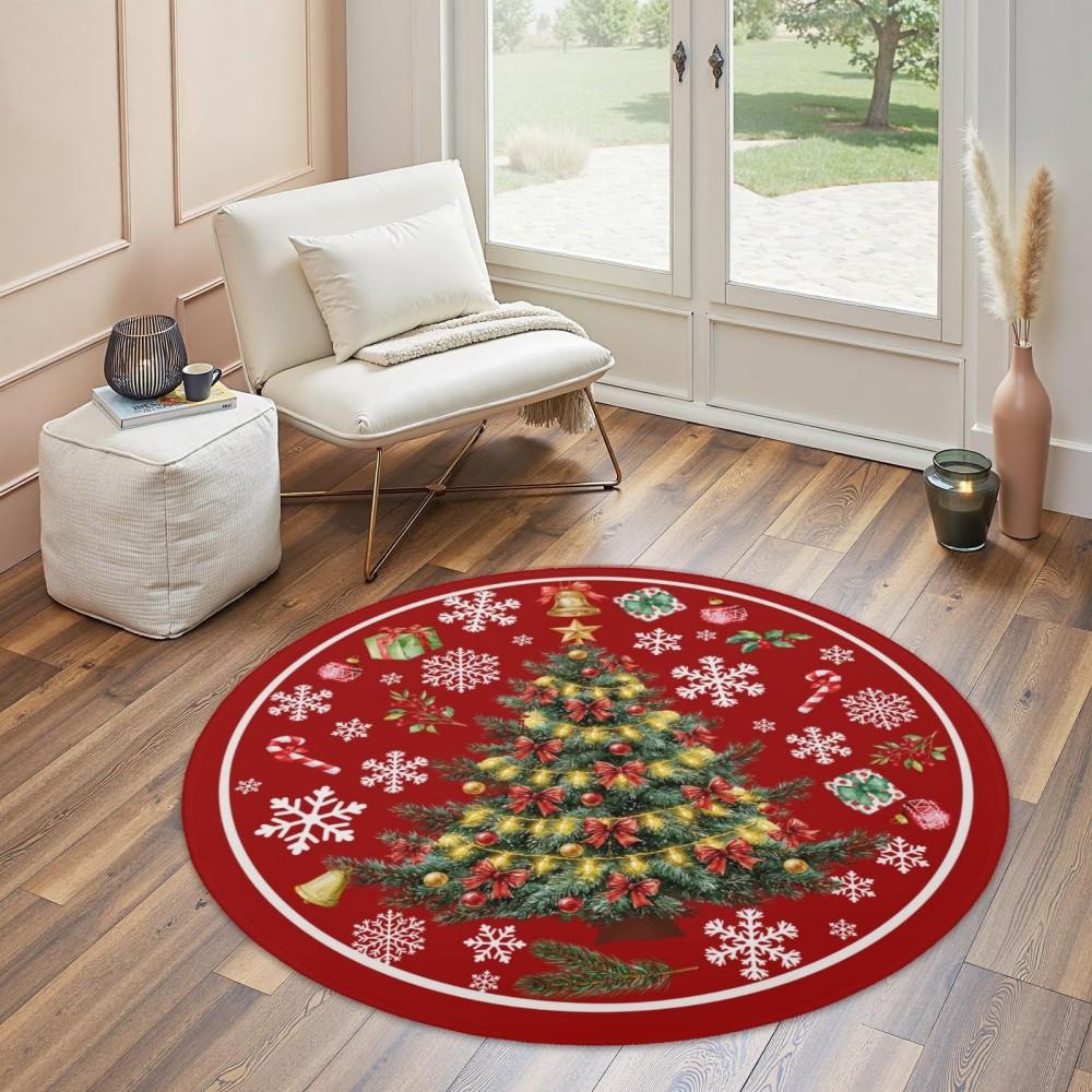 Christmas Living Room Sofa Tree Carpet Bedroom Bedside Round Area Rug Kitchen Floor Mat Dinning Room Patio Office Home Decor