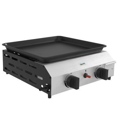 Gas Barbecue Griddle with 2 Burners, Non-Stick Top and 4.8kw Power, Silver